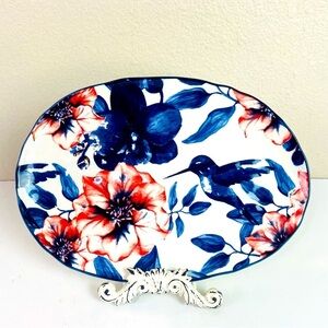 10 Strawberry Street Royal Hummingbird Oval Platter 14”